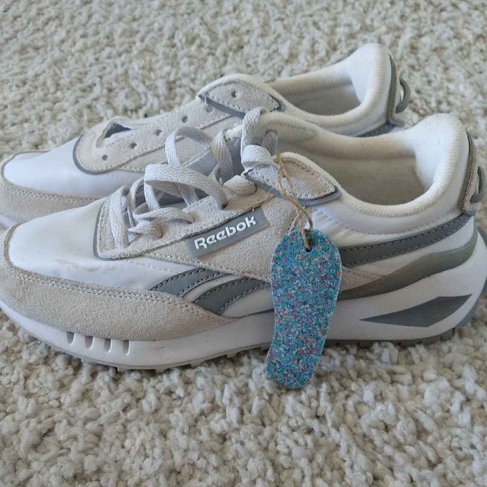 Reebok White and Gray Classic Sneakers